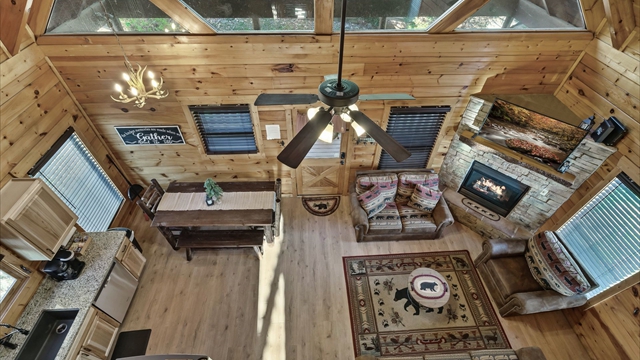 looking down into the dining and family room